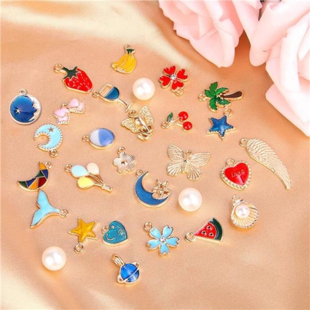 350Pcs Bracelet Charms Jewelry Making Charms Assorted Gold Plated Enamel - Picture 2 of 7